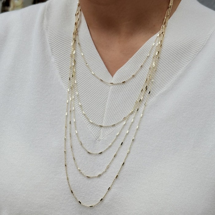 Minimal Katmanlı Düz Zincir Kolye resmi