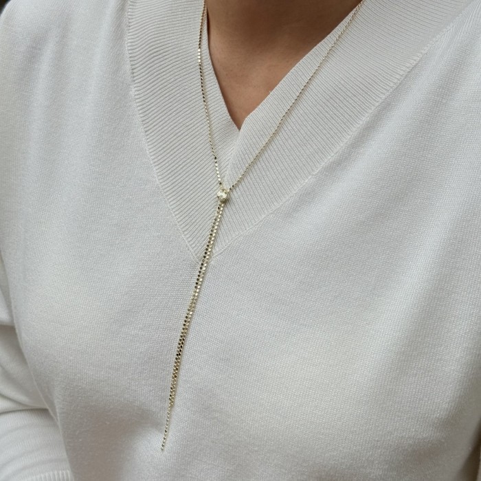 Minimal Uçlu Uzun Zincir Kolye resmi