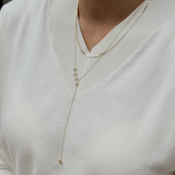 Taş Detaylı Uzun Katmanlı Kolye resmi