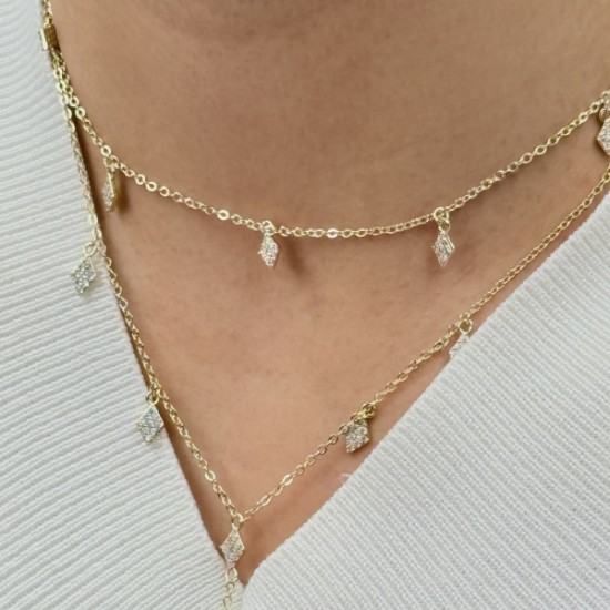 Sallantılı Taş Detaylı Katmanlı Kolye resmi