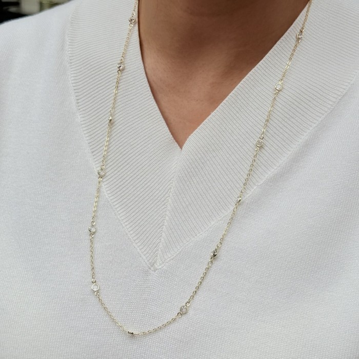 Taş Detaylı İnce Uzun Kolye resmi