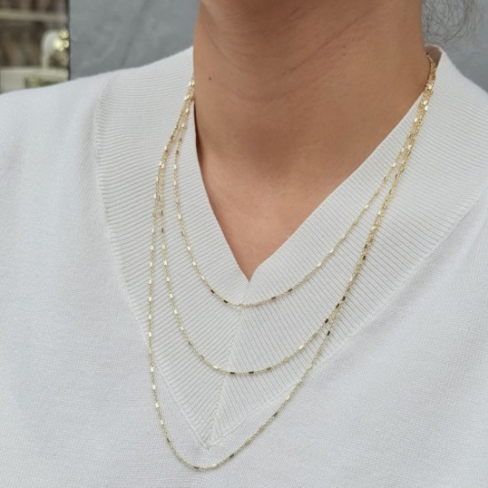 Üç Katlı Düz Zincir Kolye resmi