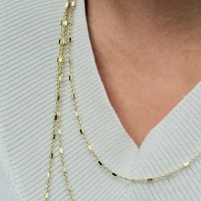 Üç Katlı Düz Zincir Kolye resmi