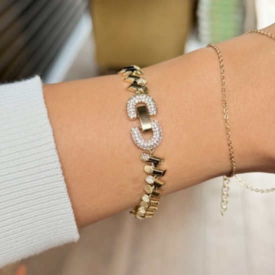 Zarif Taş Detaylı Altın Bileklik resmi