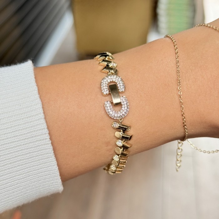 Zarif Taş Detaylı Altın Bileklik resmi