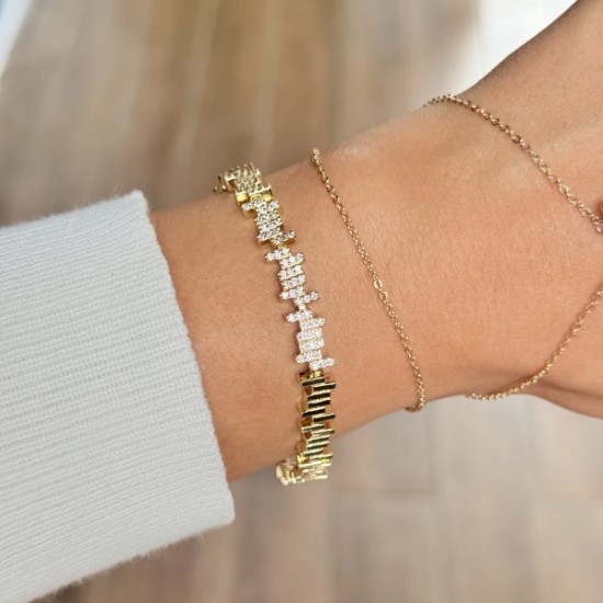 Kalp Taşlı Zarif Altın Bileklik resmi