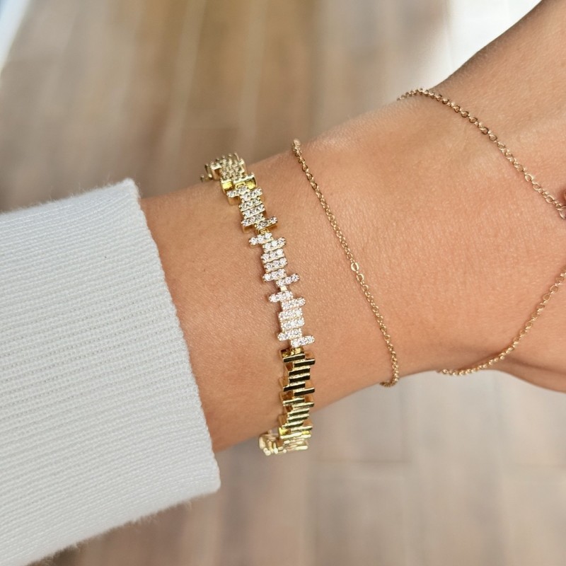 Kalp Taşlı Zarif Altın Bileklik resmi