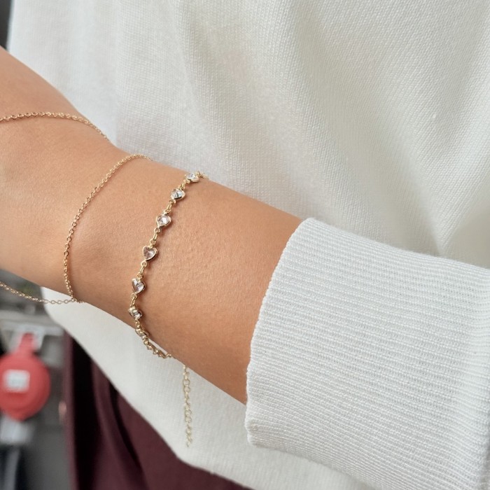 Düz kalpli taşlı bileklik  resmi