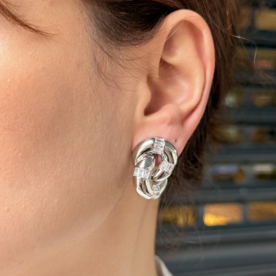 Gümüş sarmal Taşlı Küpe resmi