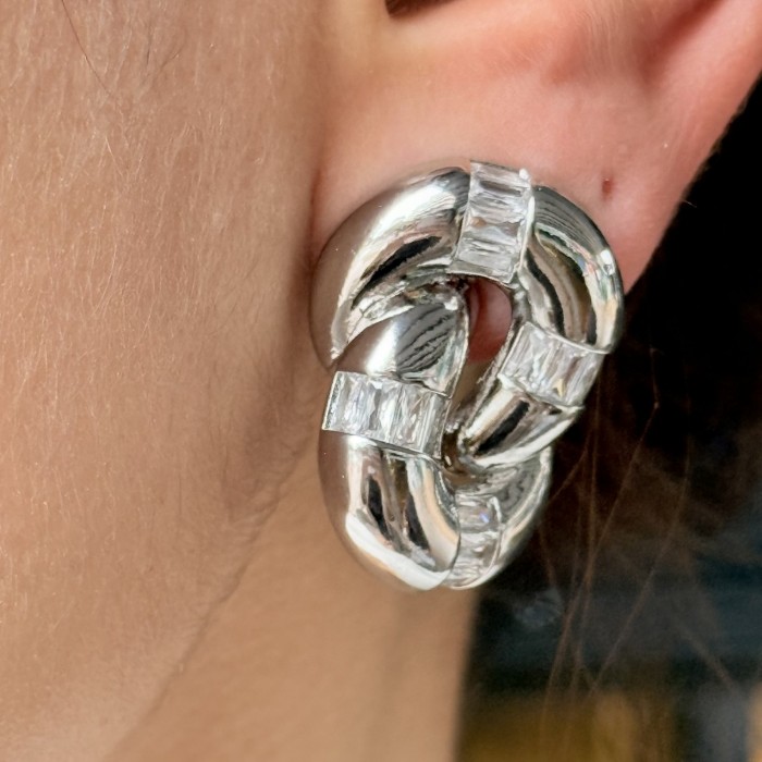 Gümüş sarmal Taşlı Küpe resmi