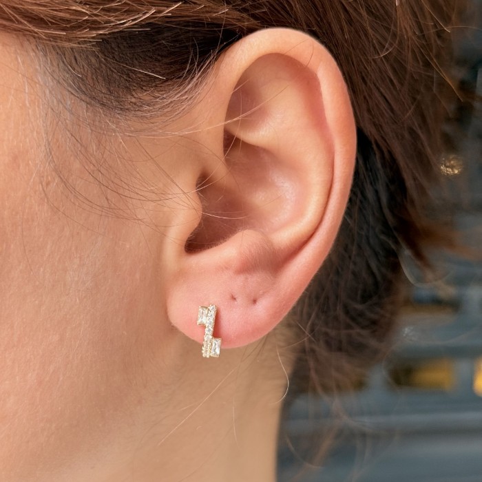 İkili Baget Taşlı Küpe resmi