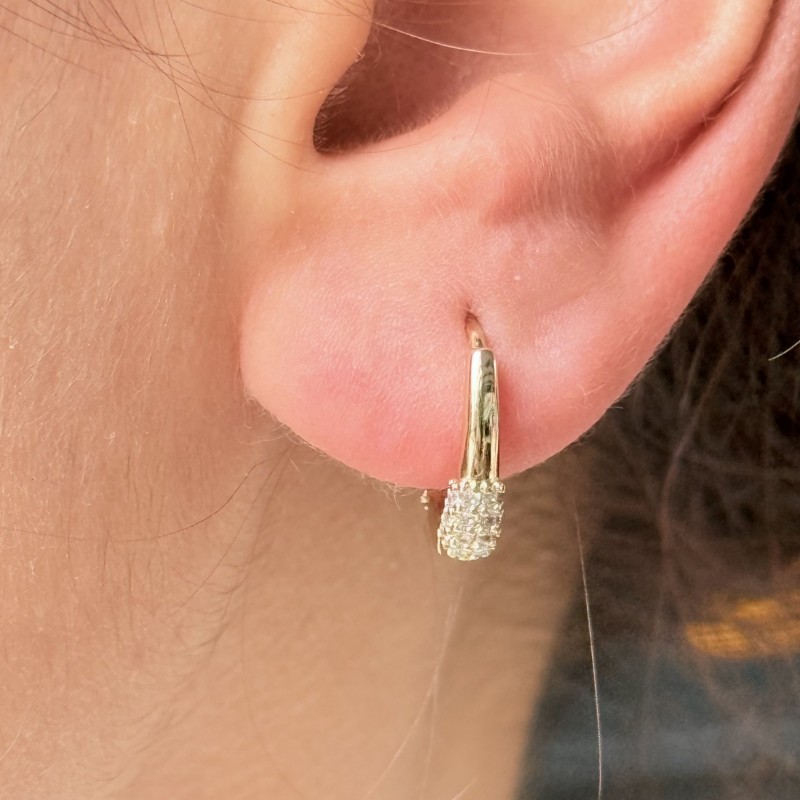 Altın Mini Taşlı Küpe resmi