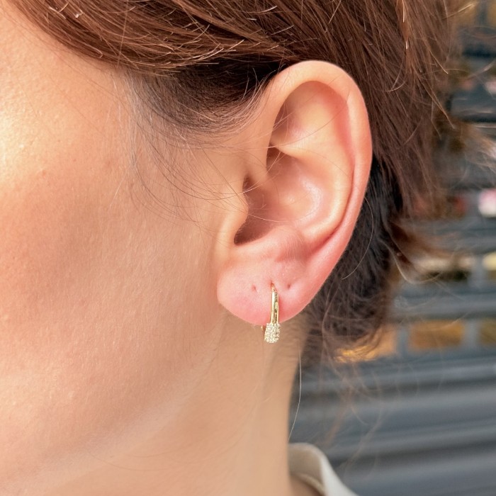 Altın Mini Taşlı Küpe resmi