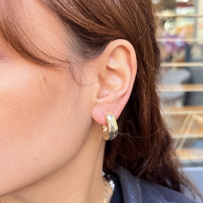 Organik Formlu Altın Küpe resmi