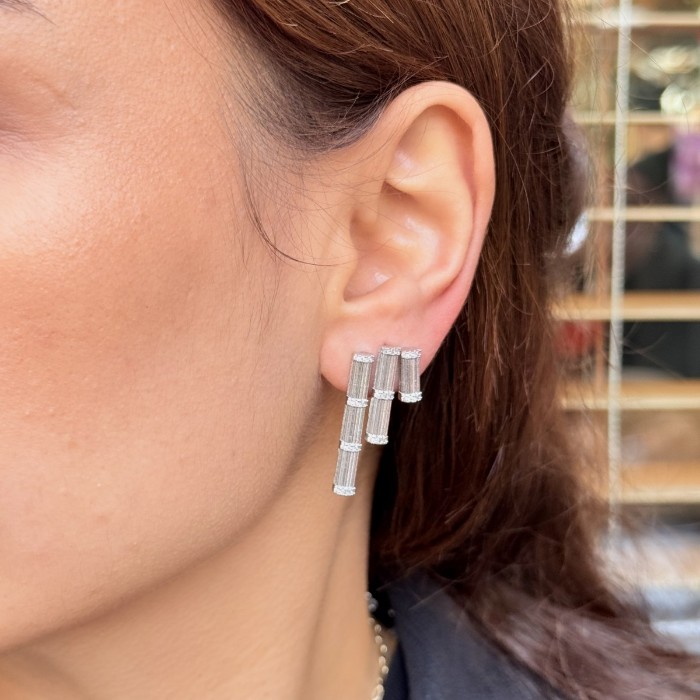 Üç Sıra Taşlı Küpe (Gümüş) resmi