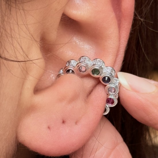 Renkli Taşlı Kıkırdak Küpe resmi