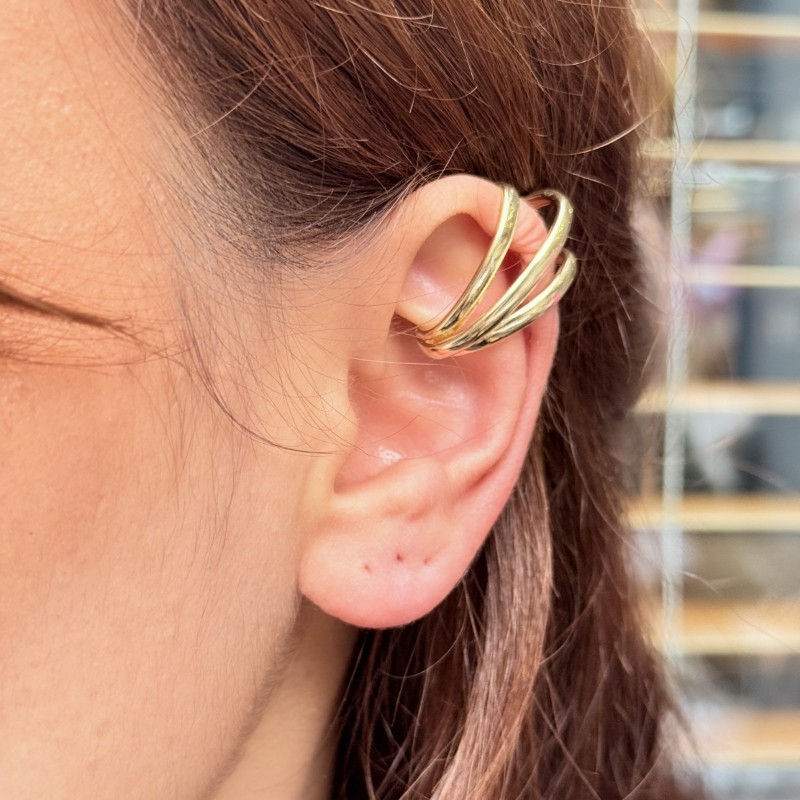 Üç Halkalı Kıkırdak Küpe (Altın) resmi