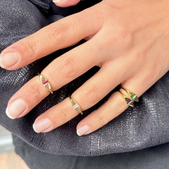 Renkli Taşlı Eklem Yüzükleri resmi