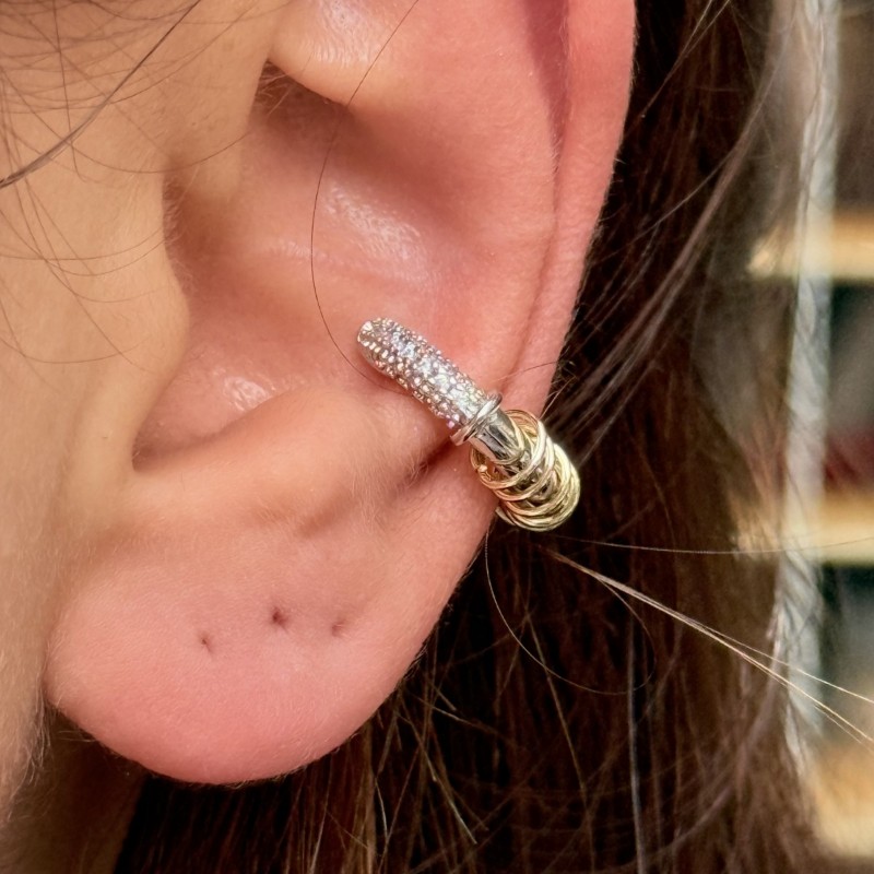 Çift Renk Halka Detaylı Kıkırdak Küpe resmi