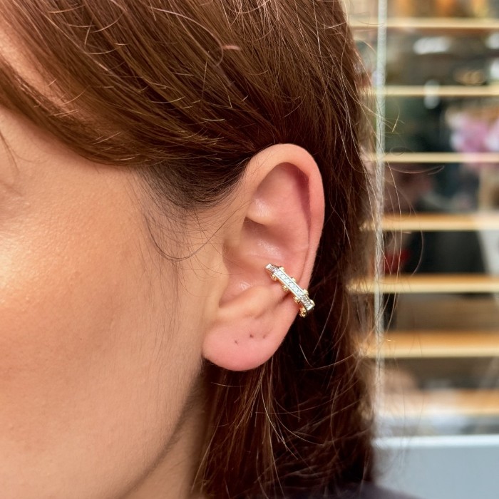 Altın Taşlı Çubuk Kıkırdak Küpe resmi