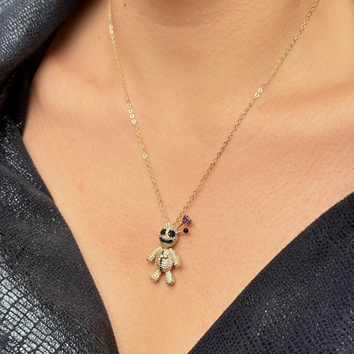 Siyah Taşlı Altın bebek Kolye resmi