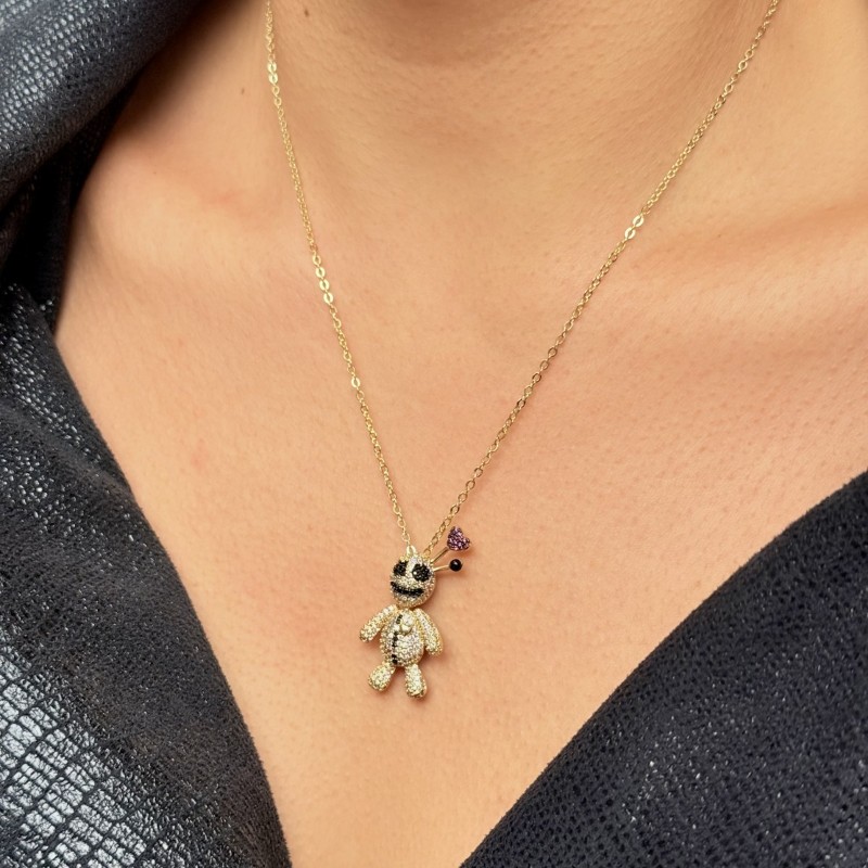 Siyah Taşlı Altın bebek Kolye resmi