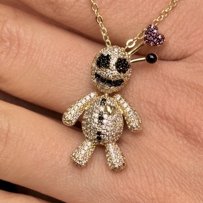 Siyah Taşlı Altın bebek Kolye resmi