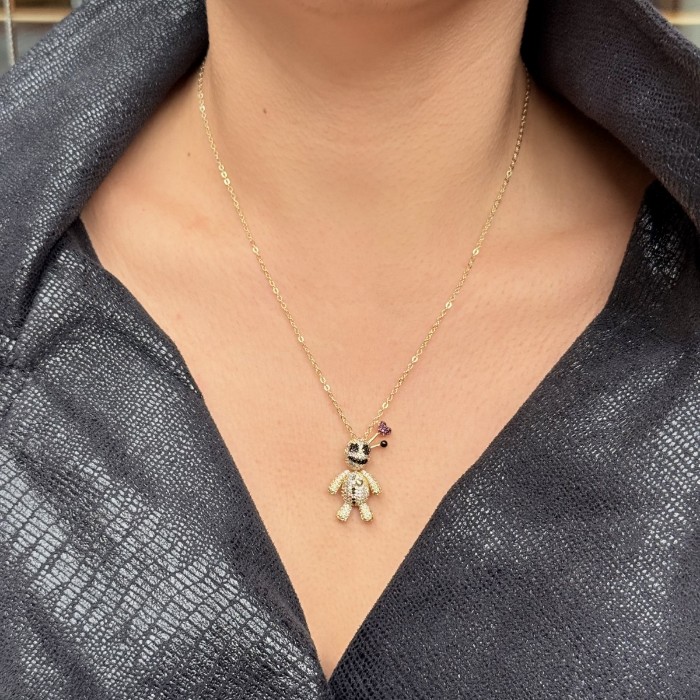 Siyah Taşlı Altın bebek Kolye resmi