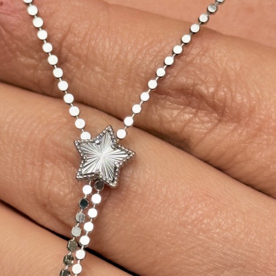 Yıldız Uçlu Uzun Zincir Kolye gümüş renk resmi