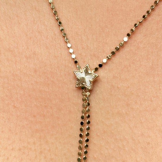 Yıldız Uçlu Uzun Zincir Kolye – Gold Renk resmi