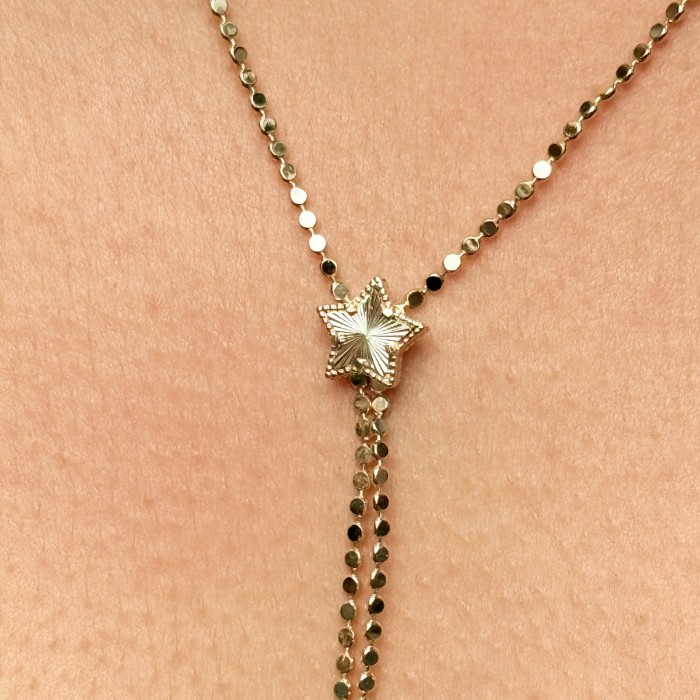 Yıldız Uçlu Uzun Zincir Kolye – Gold Renk resmi