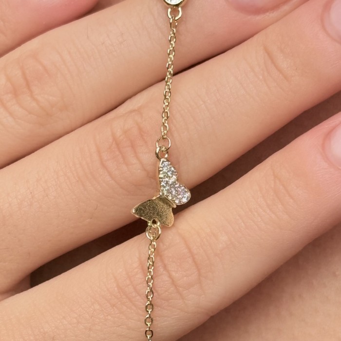 Kelebek Figürlü Uzun Zincir Kolye – Gold resmi