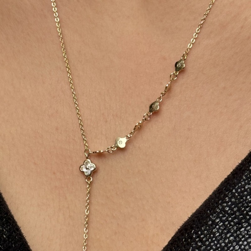 Geometrik Taş Detaylı Uzun Kolye – Gold resmi