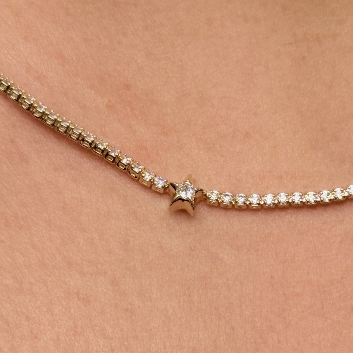 Yıldız Aralıklı Taşlı Kolye – Gold resmi