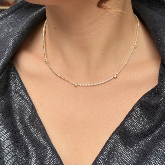 Yıldız Aralıklı Taşlı Kolye – Gold resmi