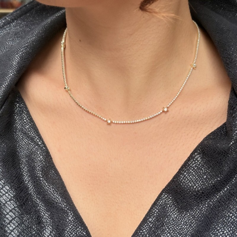 Yıldız Aralıklı Taşlı Kolye – Gold resmi