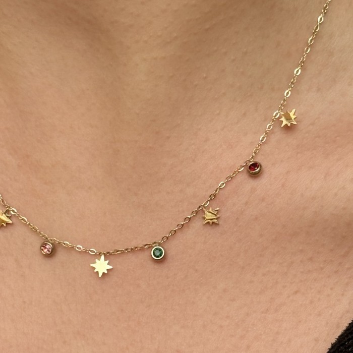 Renkli Yıldız Zincir Kolye resmi
