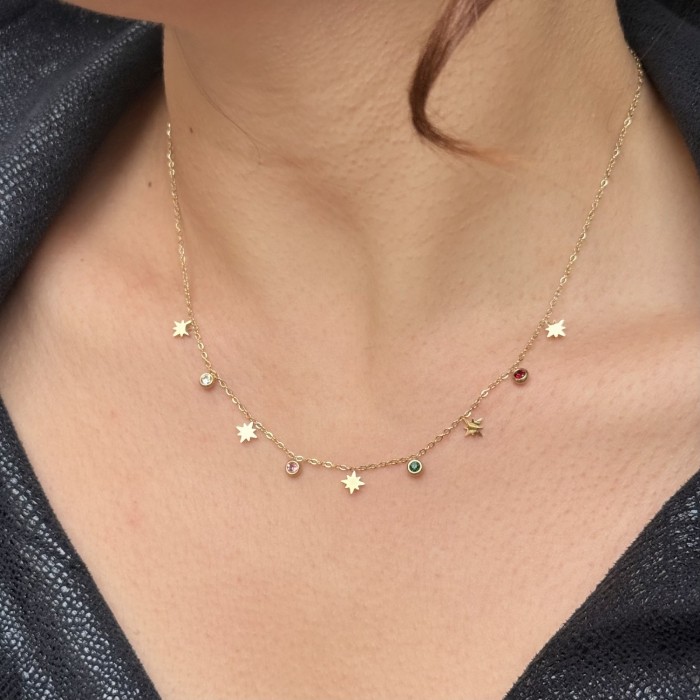 Renkli Yıldız Zincir Kolye resmi