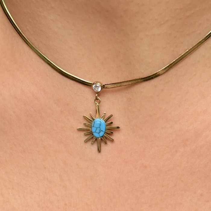 💠 Turkuaz Güneş Kolye resmi
