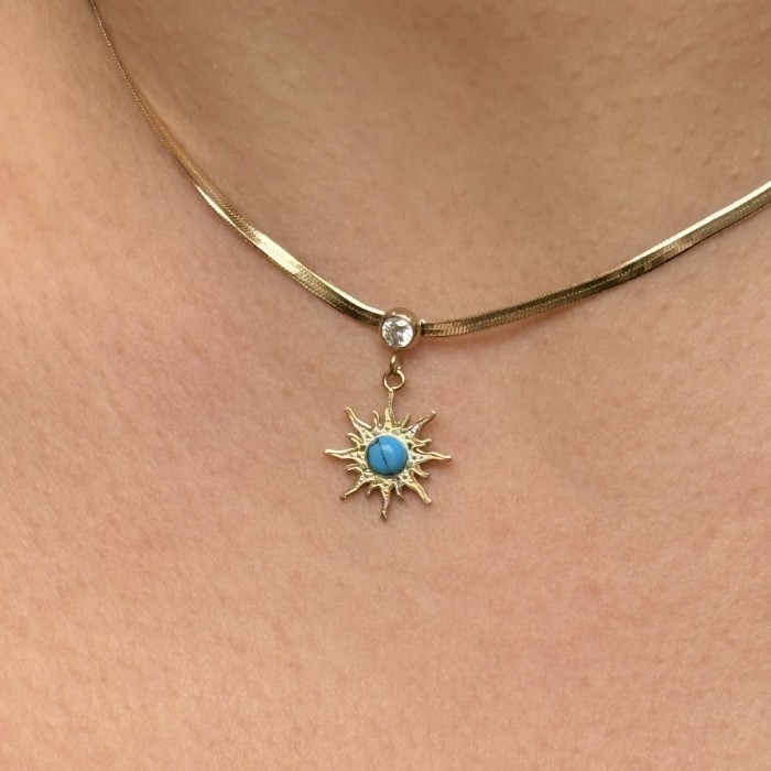 ☀️ Mini Turkuaz Güneş Kolye resmi
