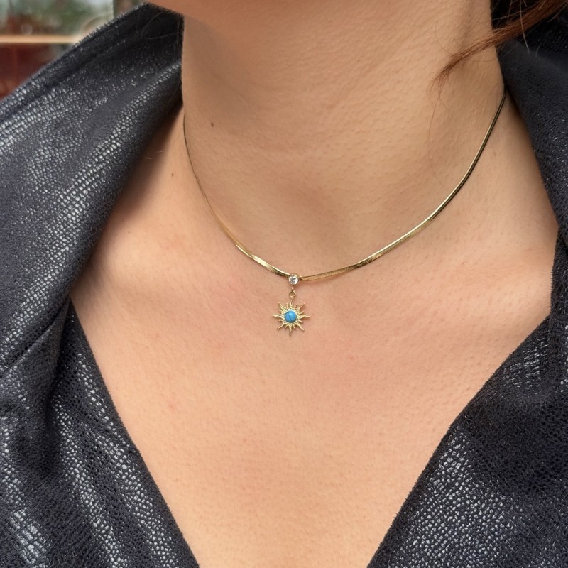 ☀️ Mini Turkuaz Güneş Kolye resmi