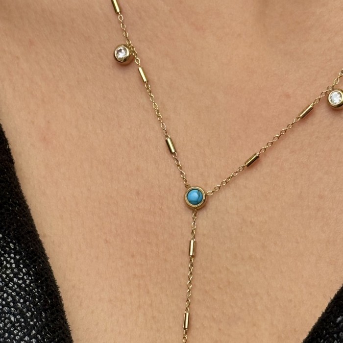 💧 Turkuaz Uzun Zincir Kolye resmi