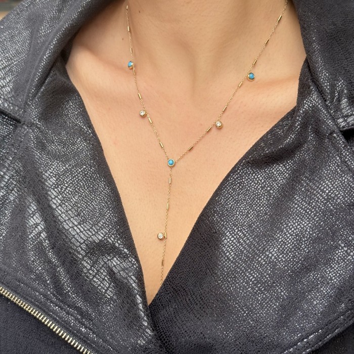 💧 Turkuaz Uzun Zincir Kolye resmi