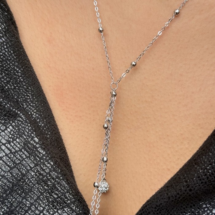 ❄️ Gümüş Uzun Zincir Kolye resmi
