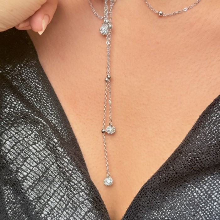 ❄️ Gümüş Uzun Zincir Kolye resmi