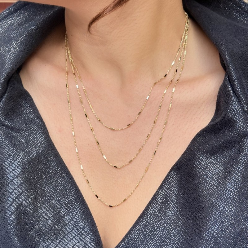 Dört Katlı Işıltı Zincir Kolye resmi