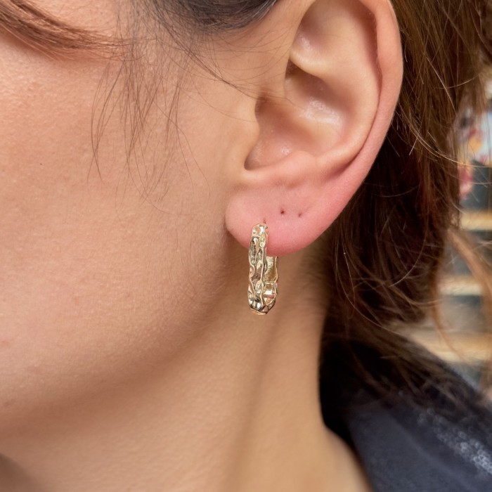 🔥 Dokulu Gold Halka Küpe resmi