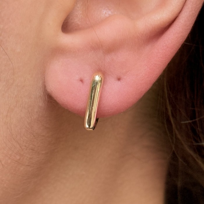 Minimal Gold Silindir Küpe resmi