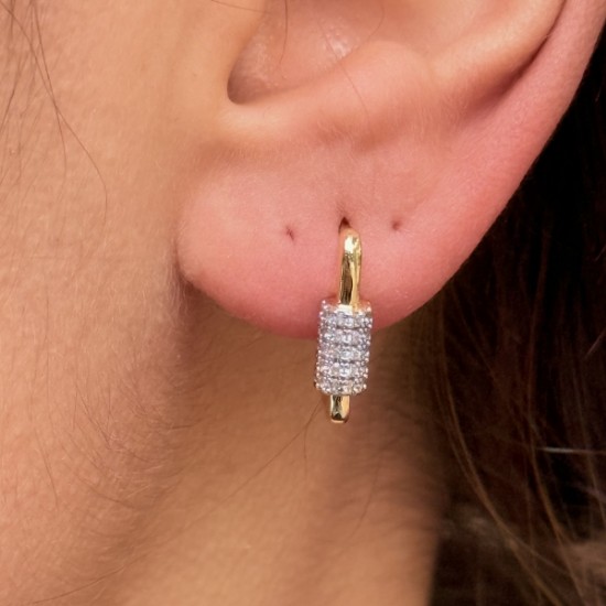 Taşlı Mini Gold Küpe resmi