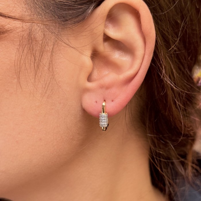 Taşlı Mini Gold Küpe resmi